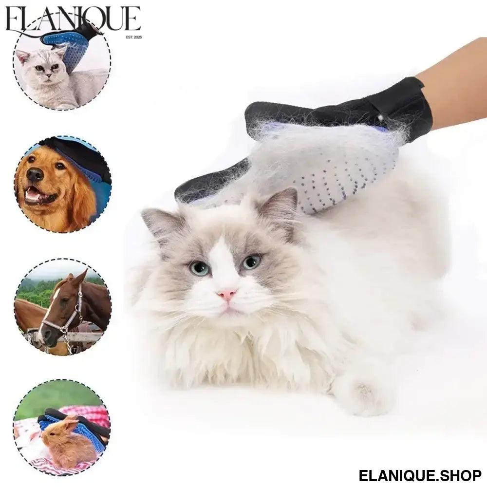Pet Grooming Glove – Gentle Deshedding Mitt for Dogs & Cats