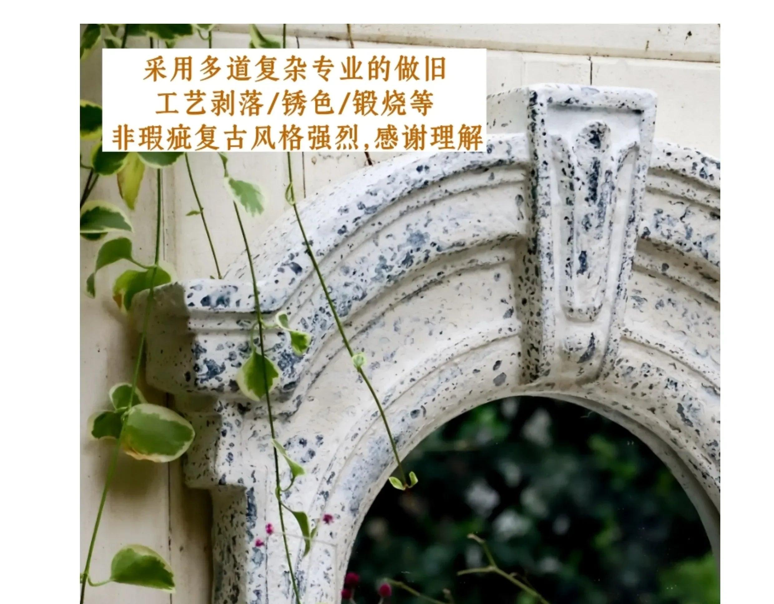 Wall-mounted garden mirror outdoor courtyard decor for balcony rustproof background wall creative homestay decoration