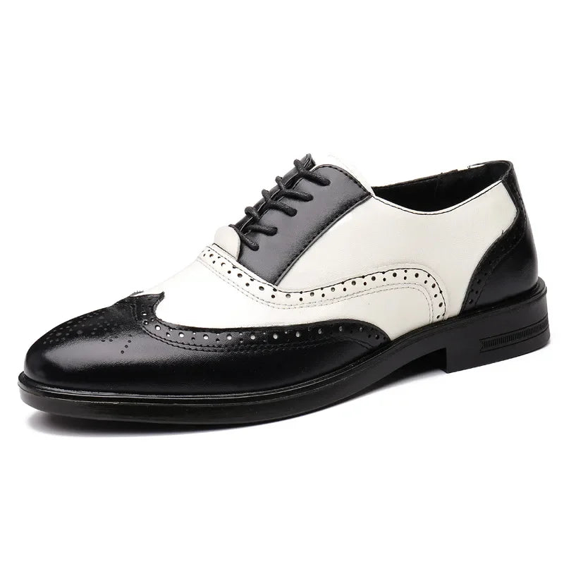 Retro Men's Oxford Shoes Fashion Block Carved Casual Shoes Social Shoes Male Business Dress Leather Shoe Zapatos Para Hombres