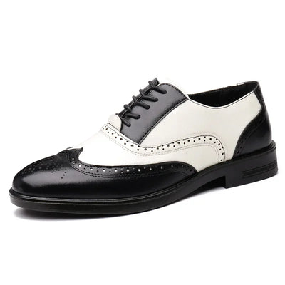 Retro Men's Oxford Shoes Fashion Block Carved Casual Shoes Social Shoes Male Business Dress Leather Shoe Zapatos Para Hombres