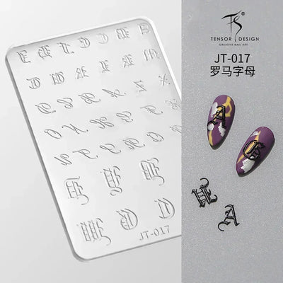 Geometric Bowknot Grid Lace Flora Edge Nail Art Silicone Carving Mold Mould Star Daisy Flower Charms Bow Tie Snowflake Template