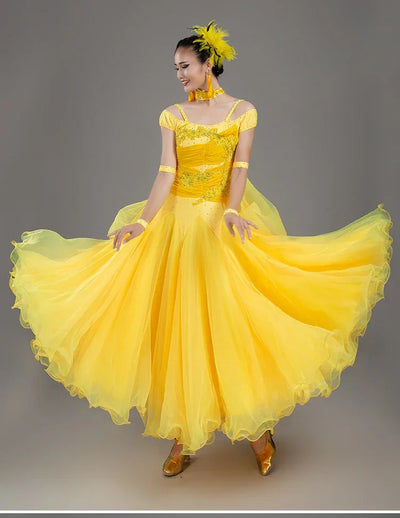 2025 Newest Woman Ballroom Dance Competition Dress Dance Ballroom Waltz Standard Dance Dress Women Ballroom Dress 009