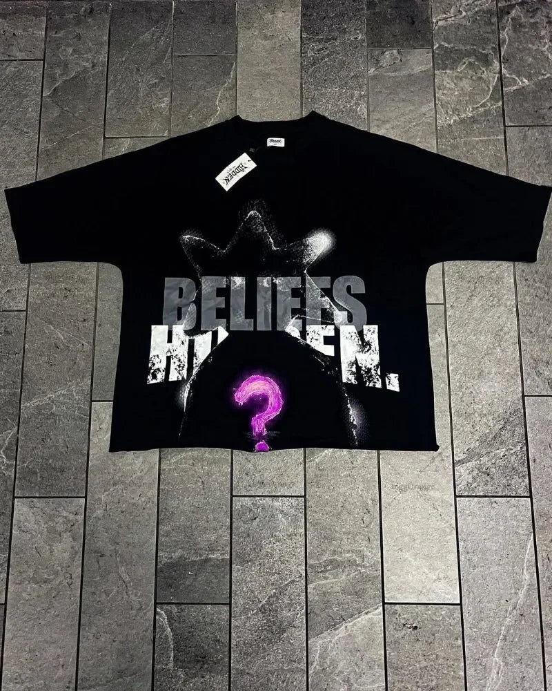 2025 European and American men clothing Oversized T-shirts hip-hop retro printed tops short-sleeved Goth Harajuku street shirts