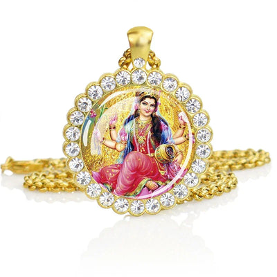 Hinduism Necklace Ganesha Goddess Kashmi Vishnu Rhinestone Pendant Shiva Amulet Charms Necklaces Women Indian Buddhism Jewelry
