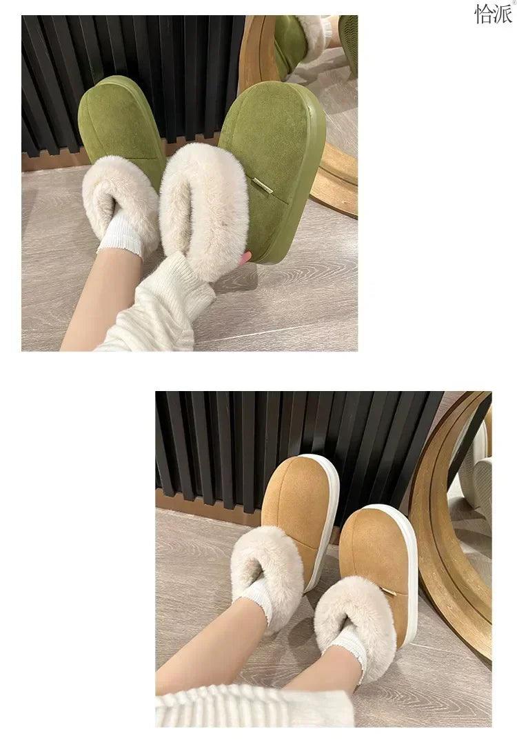 Kidmi classic fur boots for women winter outdoor fashion ankle long padded new indoor warm shoes