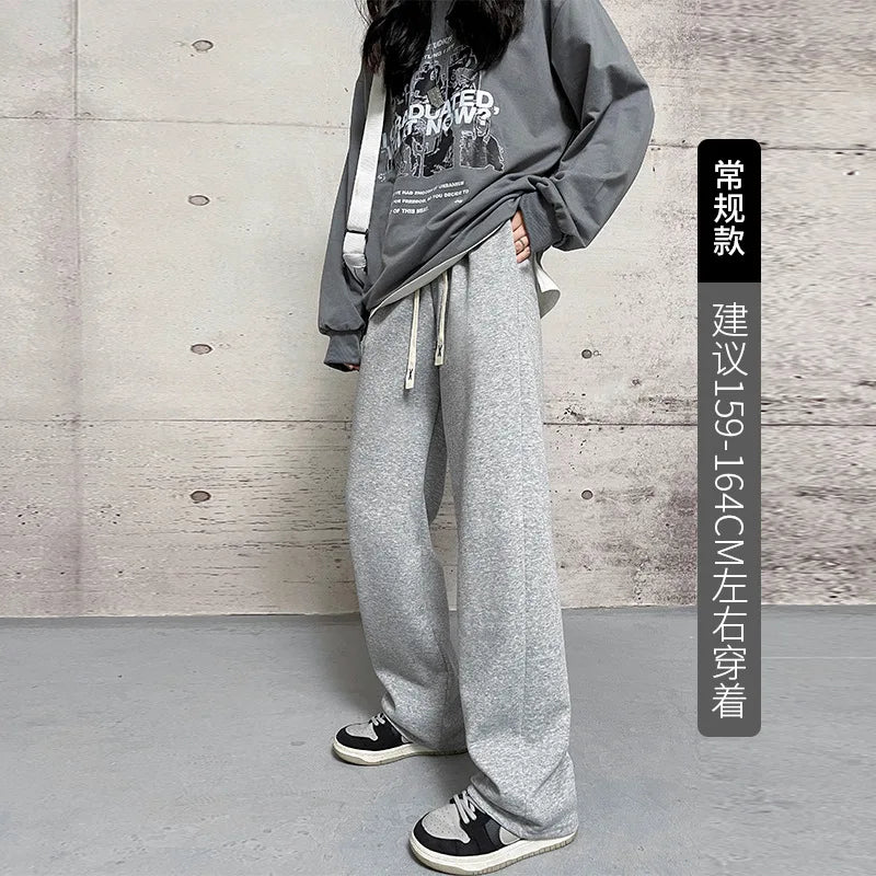 Wide-leg Pants Drooping Pants for Women's Spring and Autumn Casual Slim Straight Loose Sports