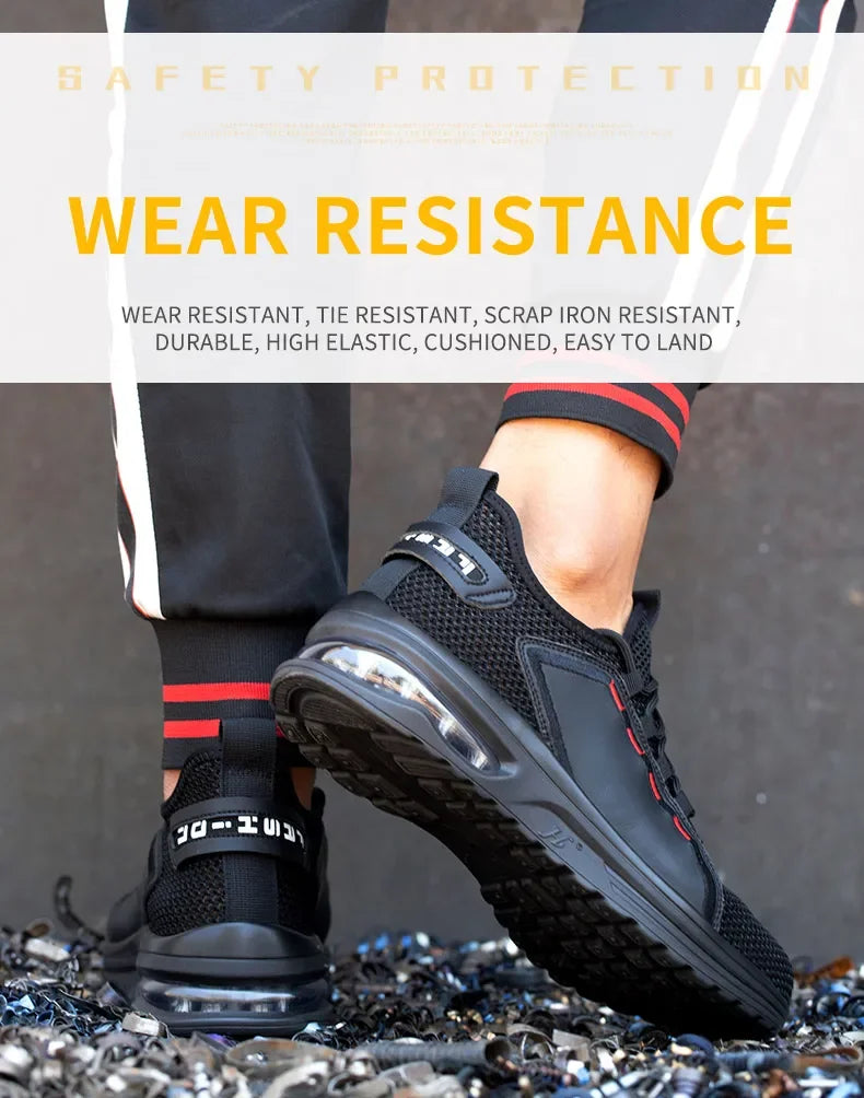 Lightweight Men's Safety Shoes Steel Toe Men's Work Shoes Slip Resistant Reinforced Shoes Man Fashion Breathable Sneaker