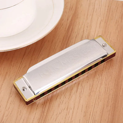 Harmonica Folk Master 1072 Standard Beginner 10 Hole 20 Tone Diatonic Key of C A D E F G 12 Tones Are Optional
