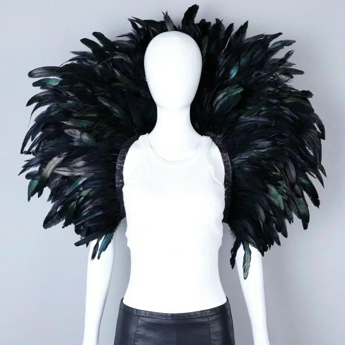 Designer feather scarf (punk halloween carnival masked ball party)accessory