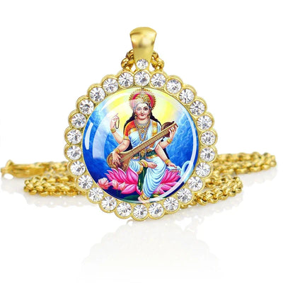 Hinduism Necklace Ganesha Goddess Kashmi Vishnu Rhinestone Pendant Shiva Amulet Charms Necklaces Women Indian Buddhism Jewelry