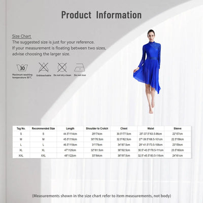 Women Modern Lyrical Dress Camisole Dance Costume Ballet Asymmetric High-Low Mesh Skirted Sleeveless Leotard Gymnastic Dancewear