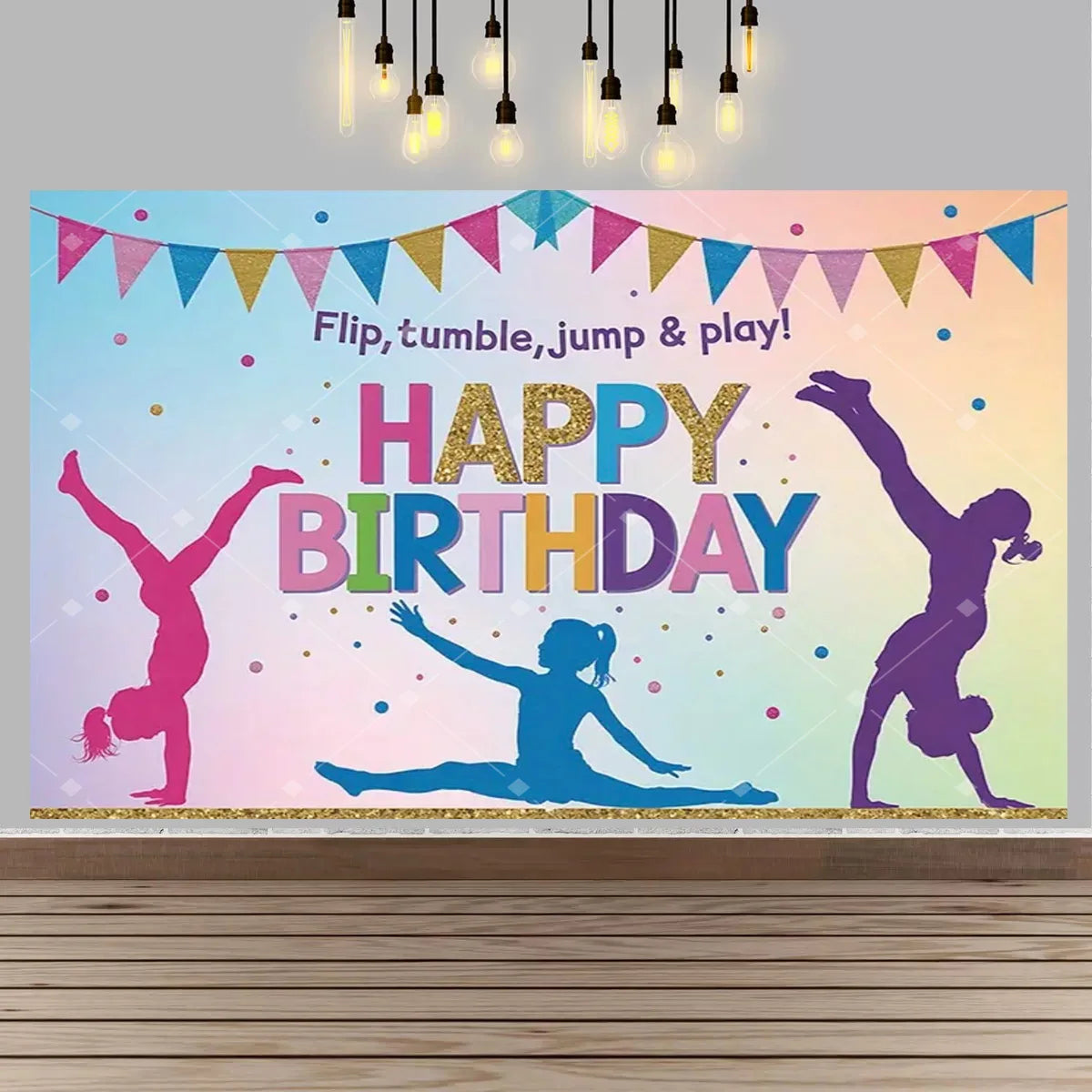Gymnastics Theme Birthday Decor Backdrop Gymnastics Movement Flip Jump Play Falling Party Supplies Photography Backdrop