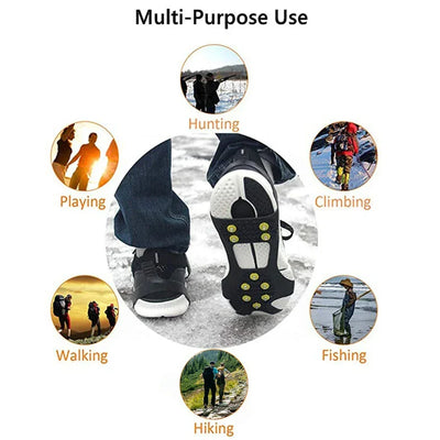 Outdoor 10Teeth Climbing Crampons Anti-Slip Mountaineering Cleats Unisex Snow Claw Shoe Covers Walking Hiking Accessories Spikes