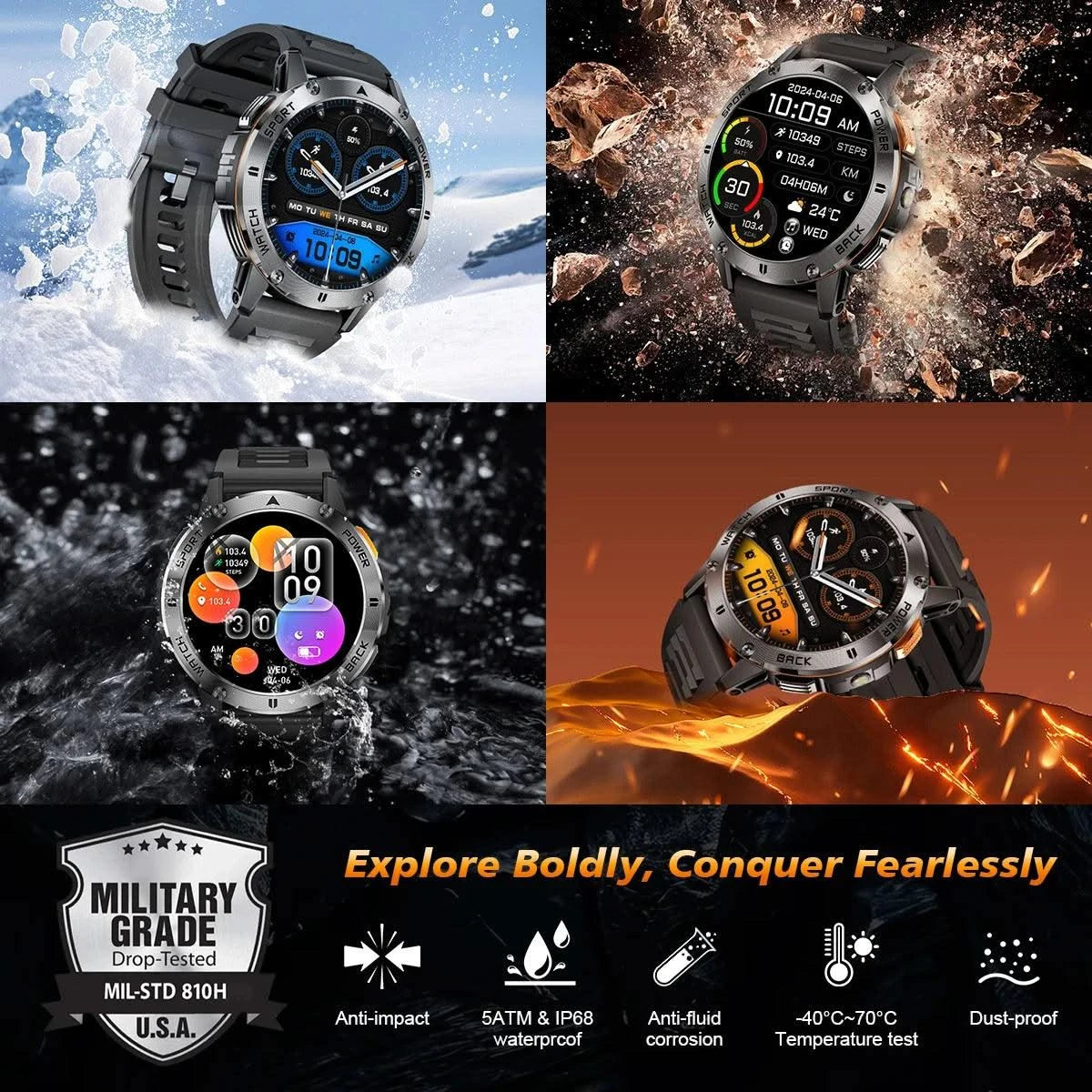 Outdoor Smart Watch Men 1.43'' HD AMOLED