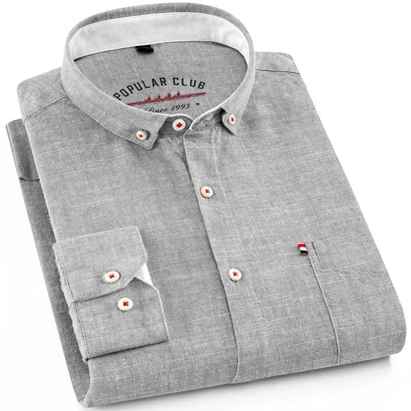 Mens Classic Cotton Linen Long Sleeve Shirts Japanese Style Comfortable Breathable Casual Fashion Slim Button Down Washed Shirts