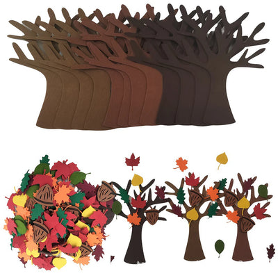 Thanksgiving Felt Tree Craft Kit Fall Tree Montessori Busy Board Family Decorations Activity Education Toy Wall Hanging Gifts﻿