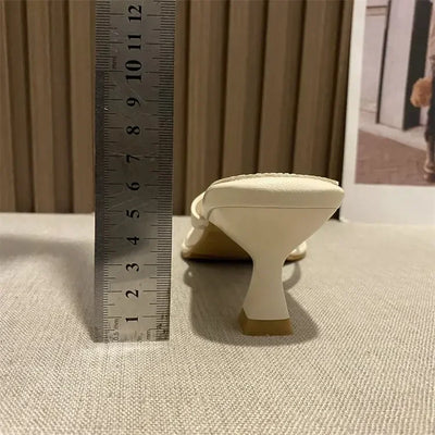 Flip Flops Women Summer Outside New Square Head Slim Heel Sandals Fashion Clip Toe Slippers Women Sandals Pantuflas De Mujer