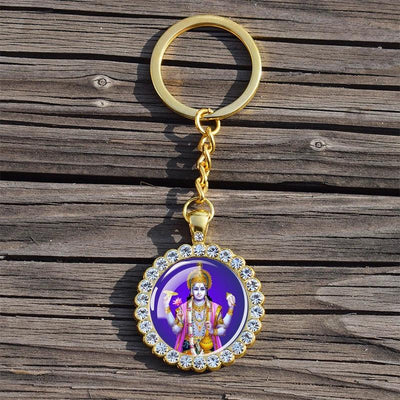 Shiva Nataraja Keychain Buddhist Jewelry Lakshmi Goddess Rhinestone Pendant Hinduism Amulet Keyring Gift
