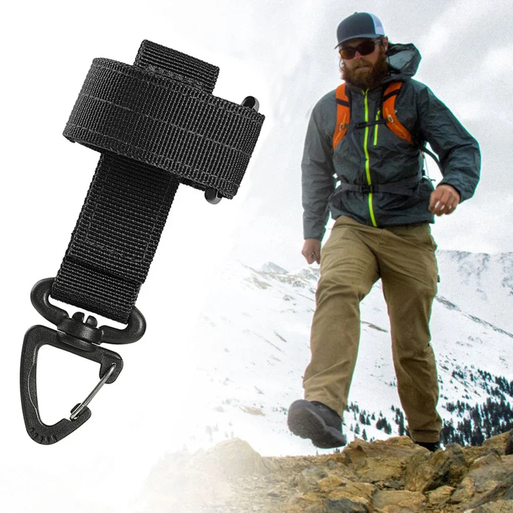 Mountaineering Buckle Outdoor Keychain  Gear Clip Keeper Pouch Belt Keychain Gloves Rope Holder Military Hook Camping