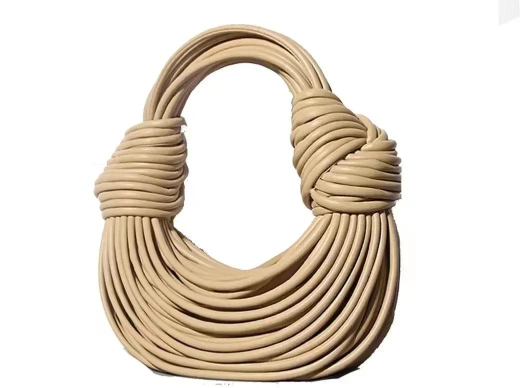Handbags for women 2025 new in gold luxury designer brand handwoven noodle bags rope knotted pulled hobo silver evening