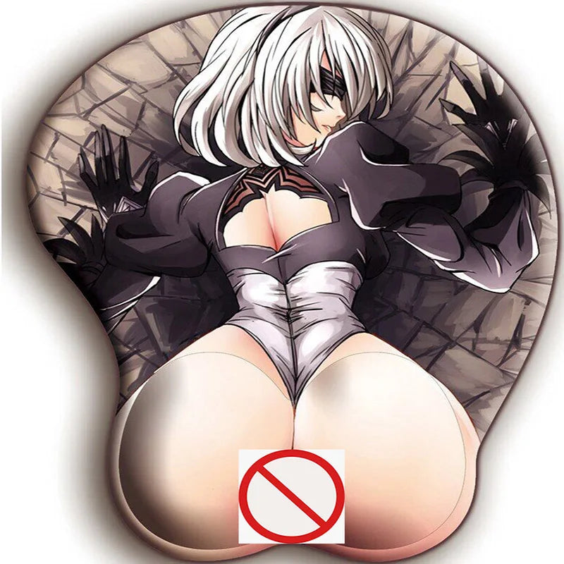Non-slip 3D Cute Mouse Pad Anime Sexy Girl Nier 2B 3D Hip Soft Mouse Pads with Wrist Rest Gaming Mousepad Mat for LOLCSGO 26*22