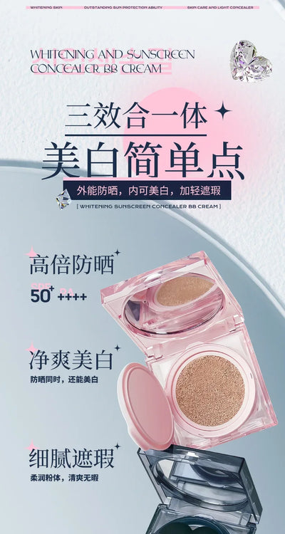Whitening Sunscreen Air Cushion BB Cream Concealer Waterproof Sweatproof 50x Sunscreen Foundation