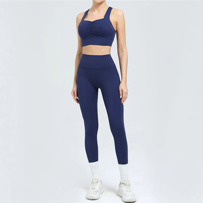 Yoga Set 2PCS Women Tracksuit Workout Outfit Sportswear Gym Clothing High Waist Leggings Fitness Bra Sports Suits Athletic Wear