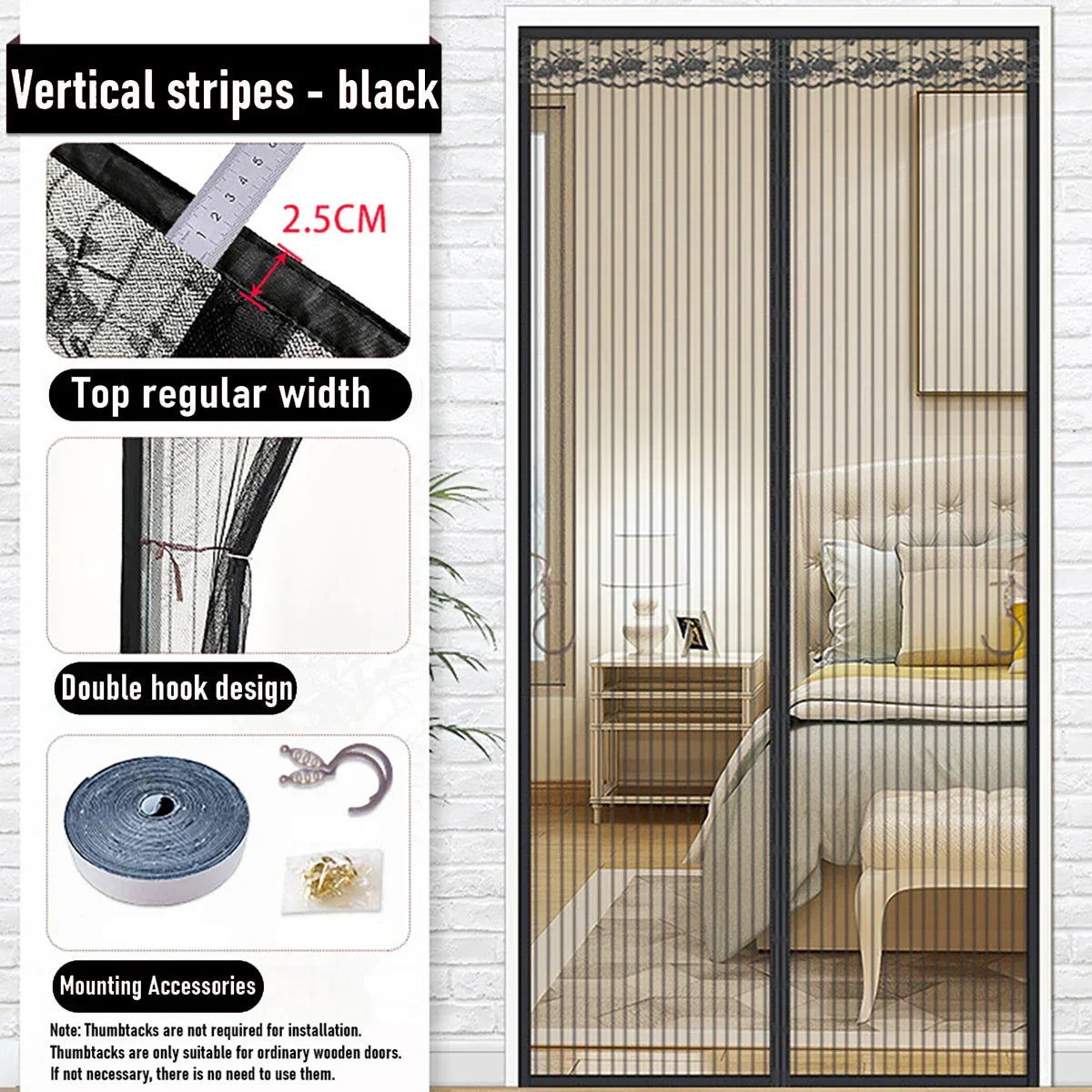 Magnetic Screen Door，Pet Friendly Walk Through Door Screen Magnetic Closure- Magnetic Screen Door Mesh Keeps Bugs Out-White