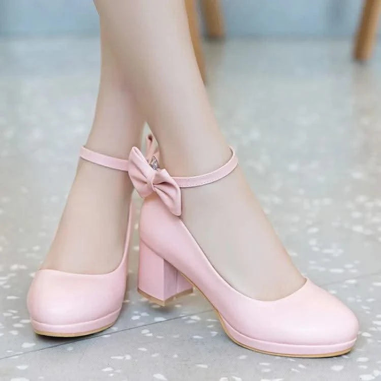 Girl's Fashion Bow Thick Heel Shallow High Heel Shoes |  Platform Pumps For Party, Wedding 30-43 | Kids, Children Fashion
