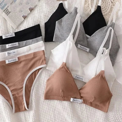 Women Cotton Bra And Panties Set
