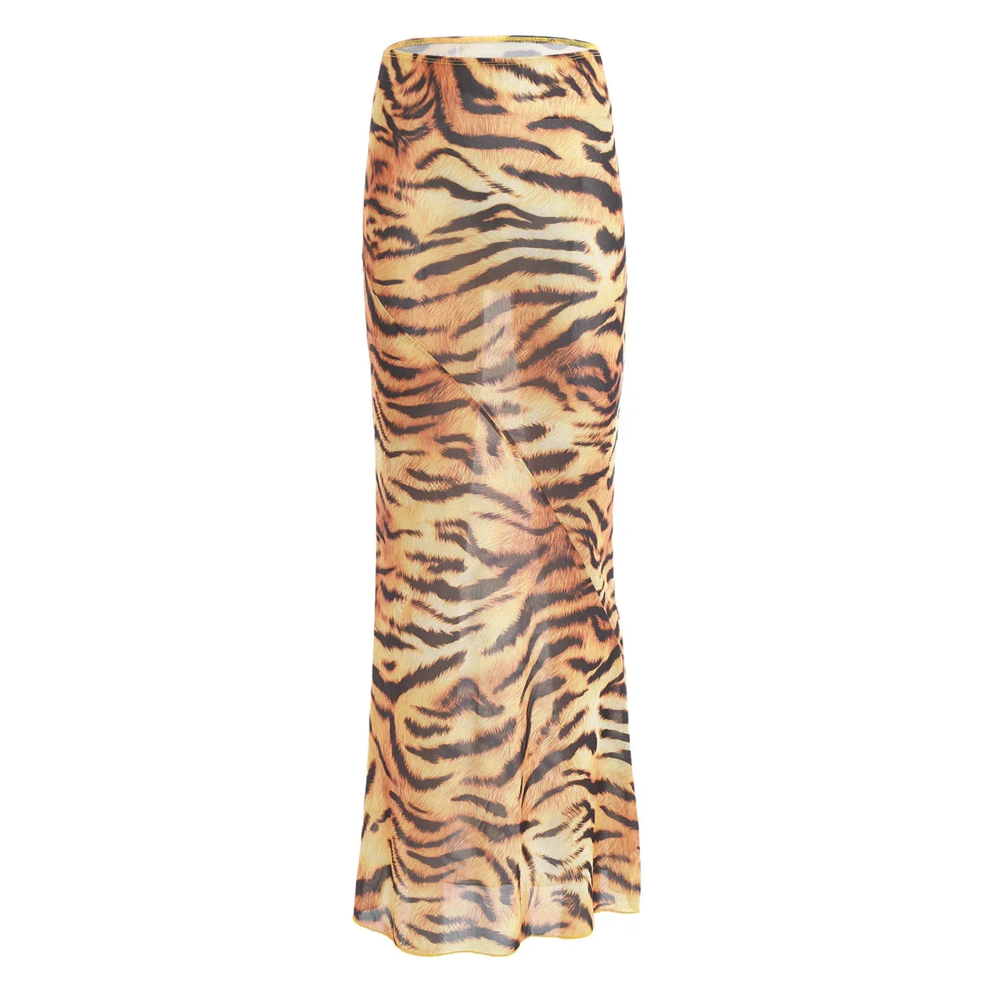 Womens Sheer Mesh Fishtail Wrap Hip Long Skirt Printed Leopard Maxi Skirt Female Vintage Costume High Waist Bodycon Cover Up