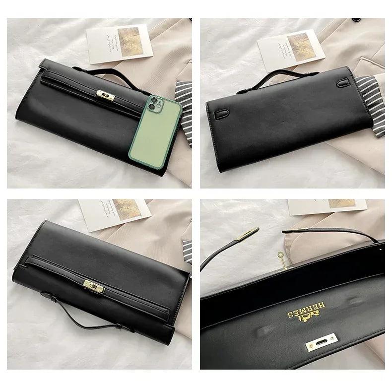 Elegant classic leather handbag for ladies - with inner compartments high quality by famous designer brand