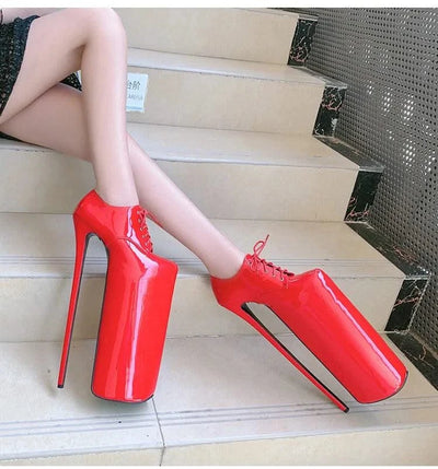 Women's Waterproof Platform High Heel Shoes 30cm | Lace up Fashion High Heel Shoes New | Trendy Model Shoes