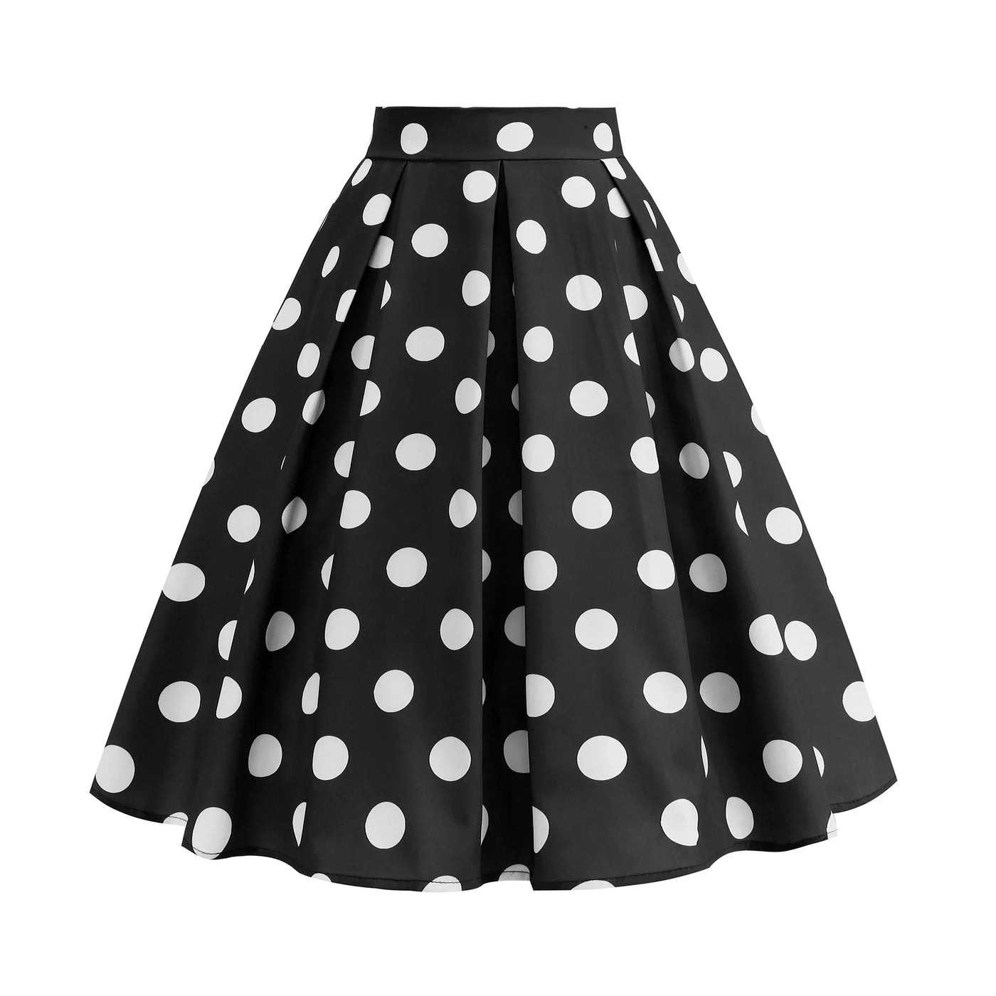 Summer Casual Women Midi Skirt Polka Dot High Waist Retro Vintage 50s Pleated Party Skirts