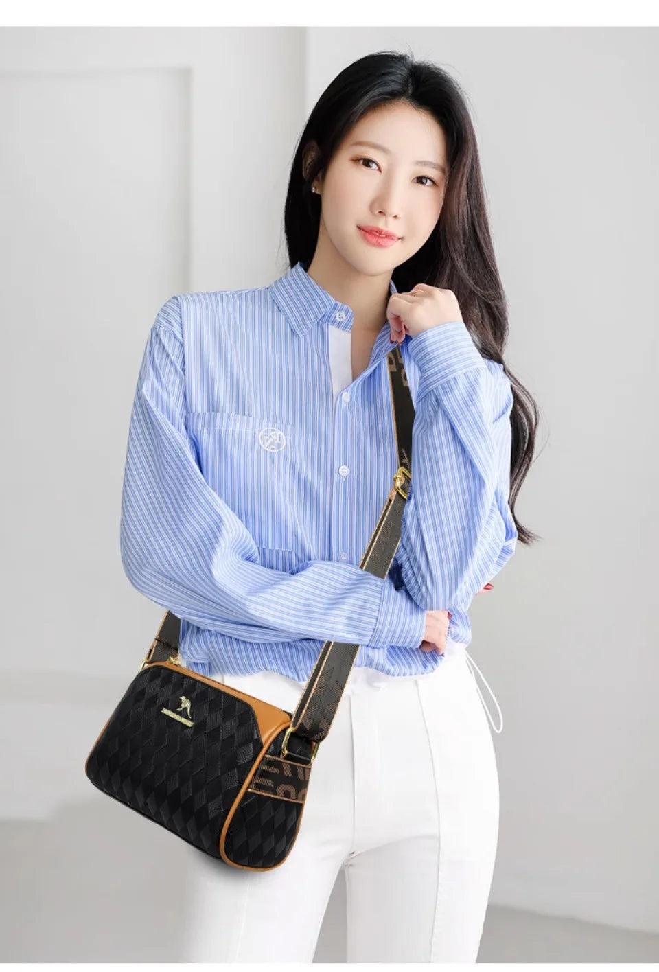Luxury handbags women bags designer crossbody for mother soft pu leather shoulder purses handbag clutch 3 layers sac