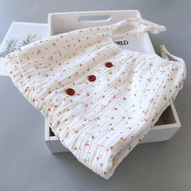 Summer Cotton Dresses Women 100% Crepe Nightgowns Sleepwear