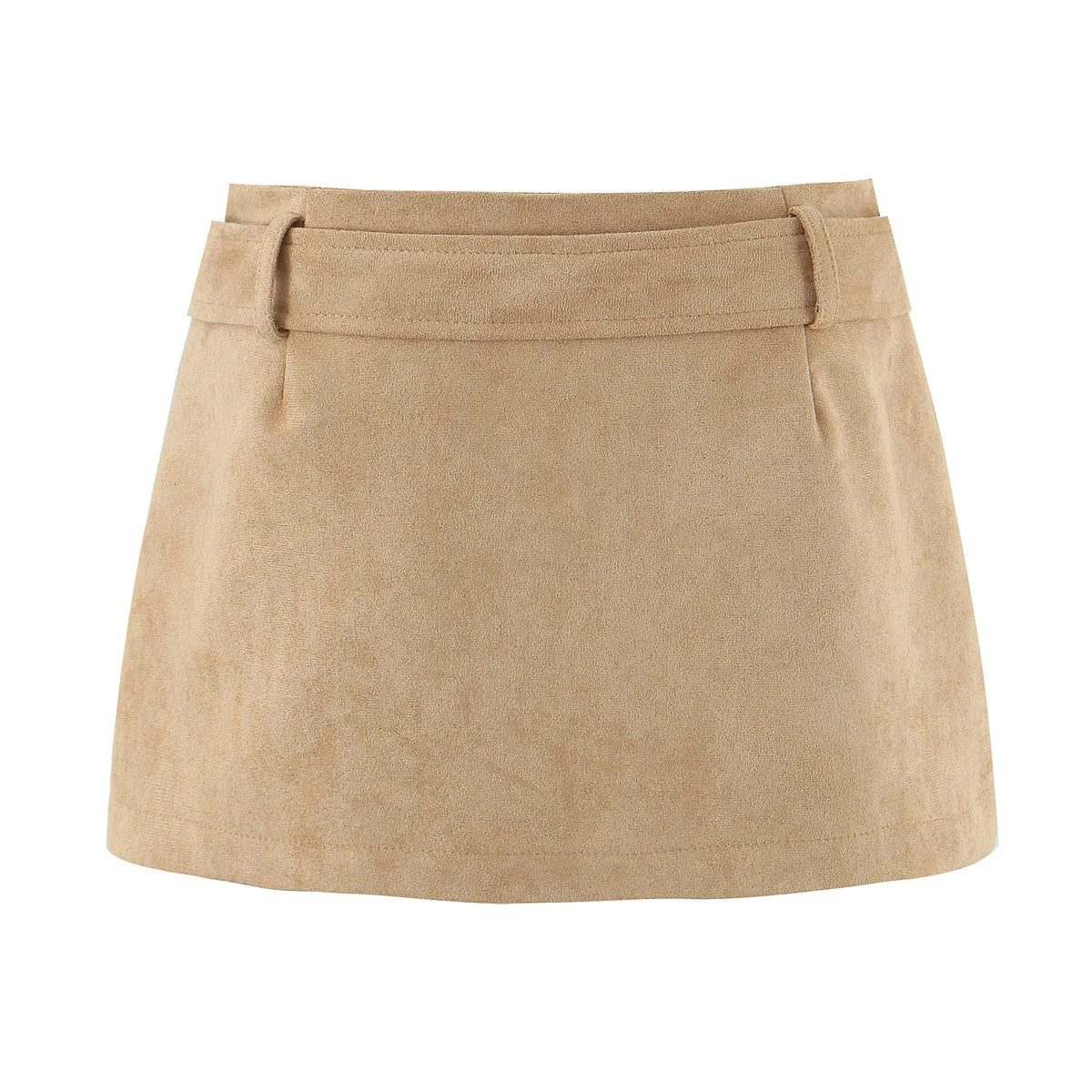 2025 Autumn Y2K Faux Suede Belt Low Waist Mini Skirt With short lining Sexy A-line Package Hips Mini Short Skater Party Femme