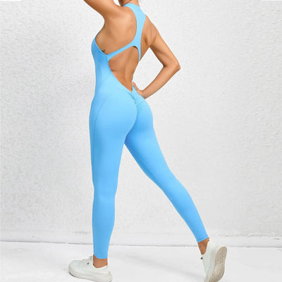 Seamless Yoga Jumpsuits One-Piece Zipper Sports Fitness Hollow Beauty Back Hip-lifting Running Training Tracksuits for Women