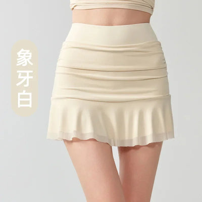 A-line Short Skirt for Women, Anti Glare Casual Sports Skirt, Seamless High Waisted Running and Fitness Tennis Skirt