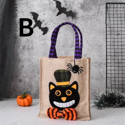 Halloween Decorations Party Gift Basket Pumpkin Ghost Felt Linen Candy Basket Bag for Kids Child