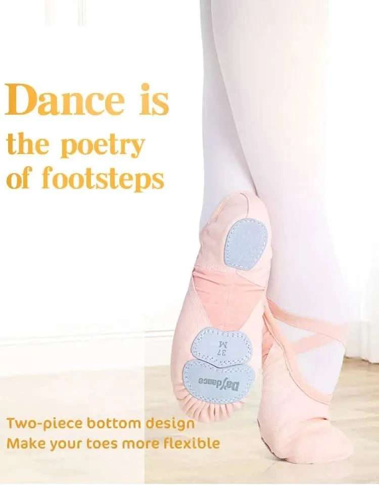 Zapatos de Ballet para mujer y niña, zapatillas de baile de la academia de baile, suela dividida suave, tela elástica