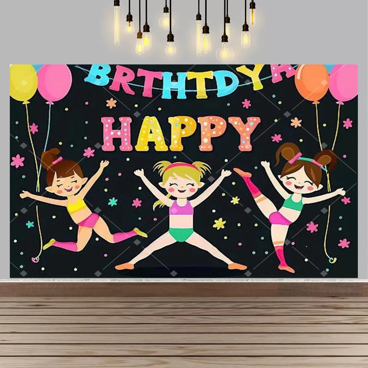 Gymnastics Theme Birthday Decor Backdrop Gymnastics Movement Flip Jump Play Falling Party Supplies Photography Backdrop
