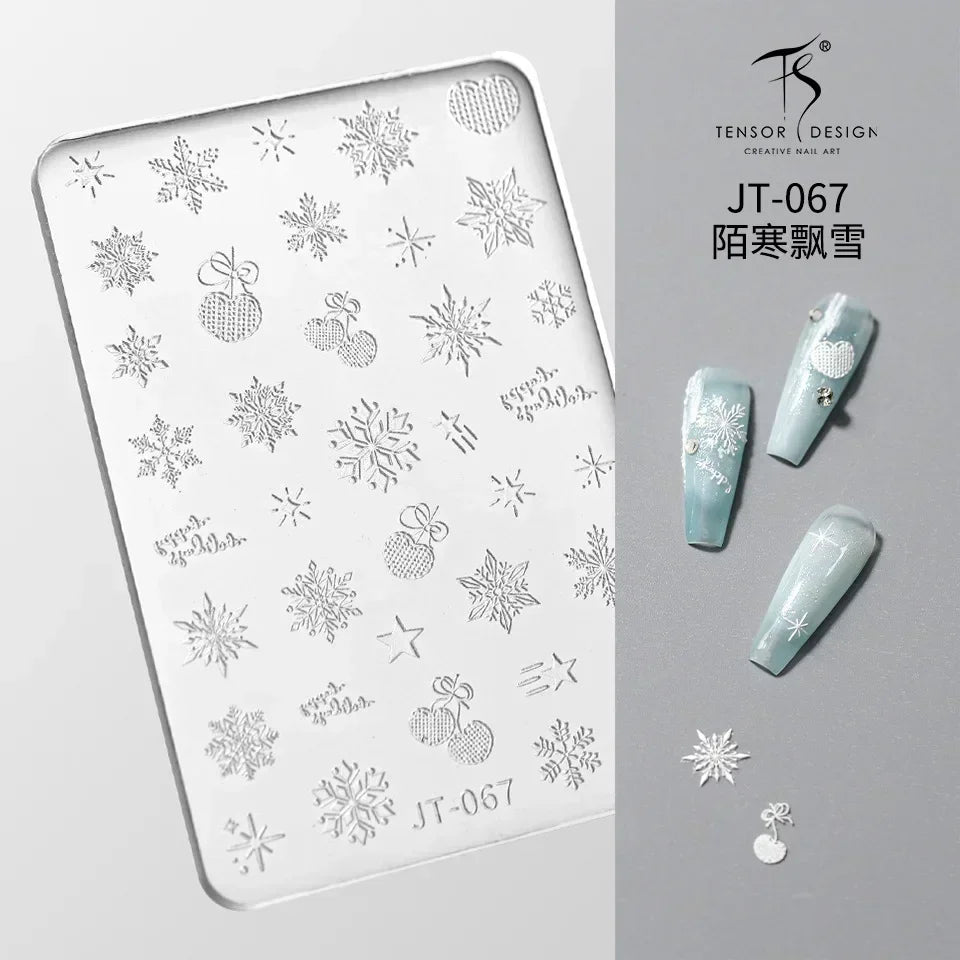 Geometric Bowknot Grid Lace Flora Edge Nail Art Silicone Carving Mold Mould Star Daisy Flower Charms Bow Tie Snowflake Template