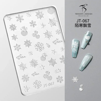 Geometric Bowknot Grid Lace Flora Edge Nail Art Silicone Carving Mold Mould Star Daisy Flower Charms Bow Tie Snowflake Template