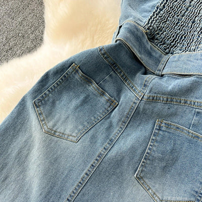 Denim Dress Women Sheath Dresses Vintage Sexy Vestidos Sleeveless Backless Washed Belt Tight Waist Split Sundress Summer 2025