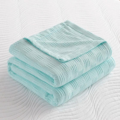 100% Cotton Plaid Weave Blankets Single Double Queen King Size Lightweight Soft Blanket for All Season Bedspreads for Bed Sofa
