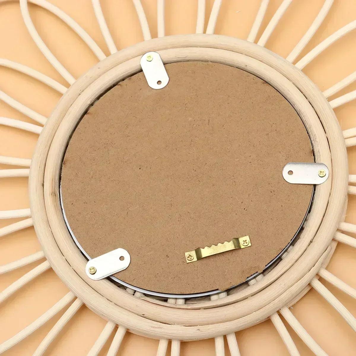 Rattan woven mirror cane art wall hanging decor for home hotel photography props gift friends design simple large
