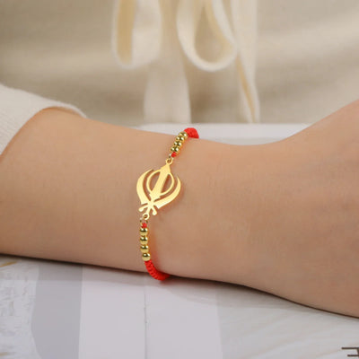 Lucktune Khanda Sikh Faith Bracelet for Women Men Stainless Steel Vintage Indian Sword Lucky Bracelet Spiritual Jewelry Gift