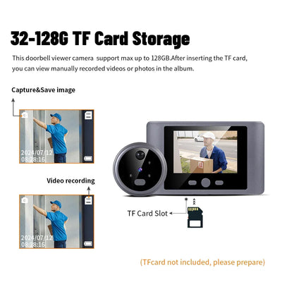 Security House Wireless Doorbells 480P Video Digital Door Peephole With 2.8 inch Screen Ring bell