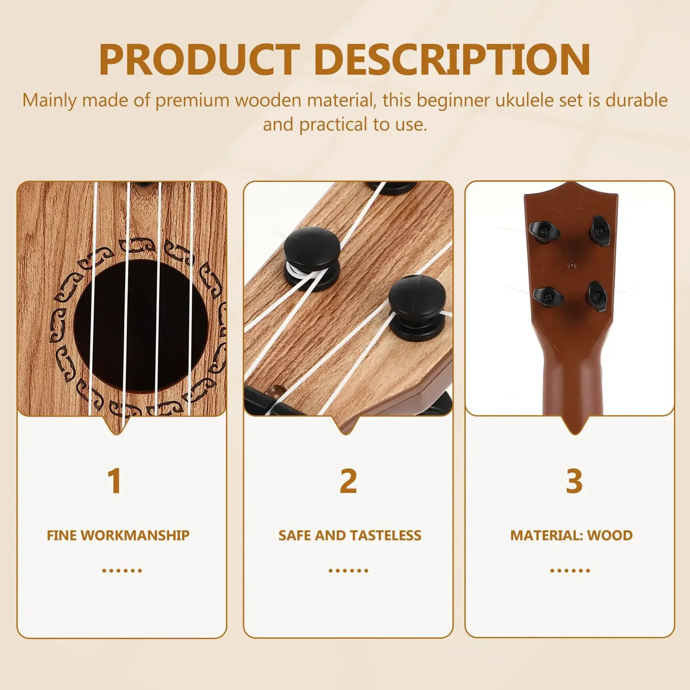 Ukulele Toy for Kids Musical Instruments Toddler Guitar Beginner Ukuleles Safe Premium Material Lightweight Compact